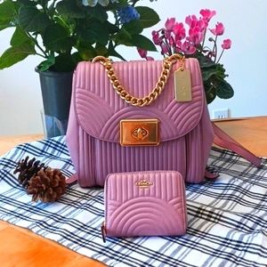 Coach Quilted Backpack with Wallet Set